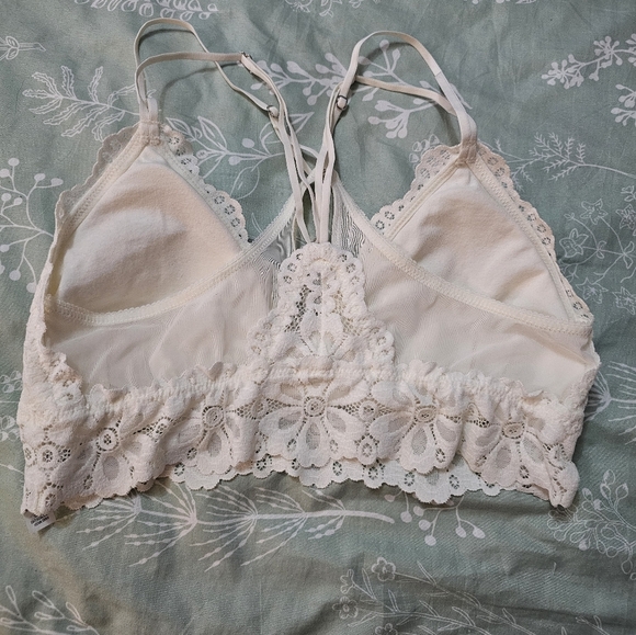 Aerie Cream Lace Bralette Intimates Cross Back Size M - Picture 4 of 11